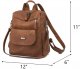 Leather Backpack Purse for Women Fashion Multipurpose Design Handbag Ladies Shoulder Bags Travel Backpack Brown